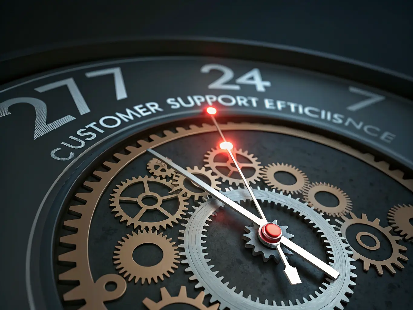 A digital illustration showing a clock with gears inside, representing time-saving solutions and efficiency.